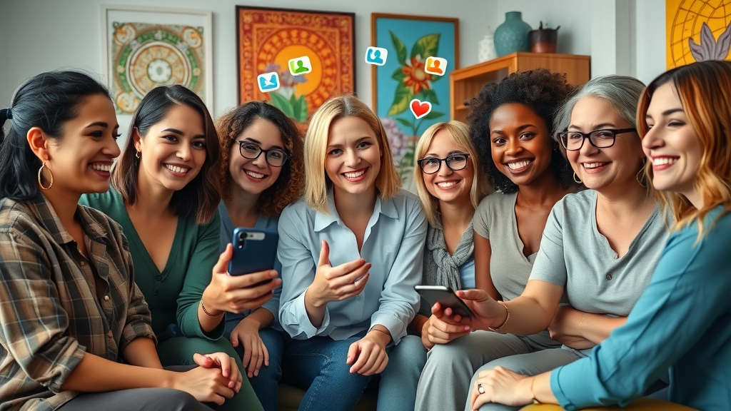 social media for therapists, group practice sharing video content, boosting therapy seo, diverse team office, audience icons