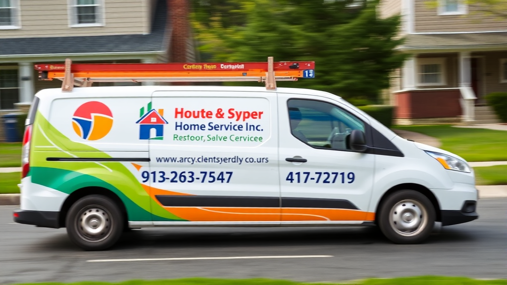 Home service leads NJ: contractor van driving through New Jersey neighborhood with business logos visible
