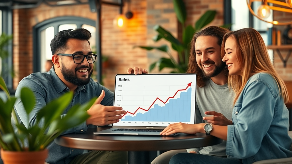 Successful local entrepreneur celebrating team growth after a winning lead gen strategy