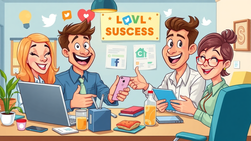 home service business owners celebrating social media marketing campaign success in New Jersey, social media, animated
