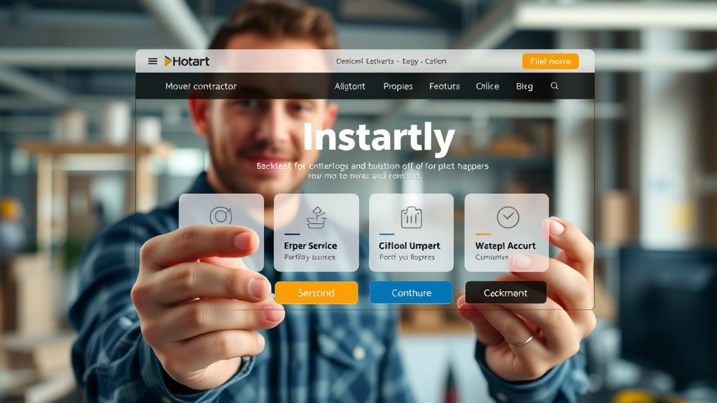 lead generation website for contractors showing portfolio and service buttons