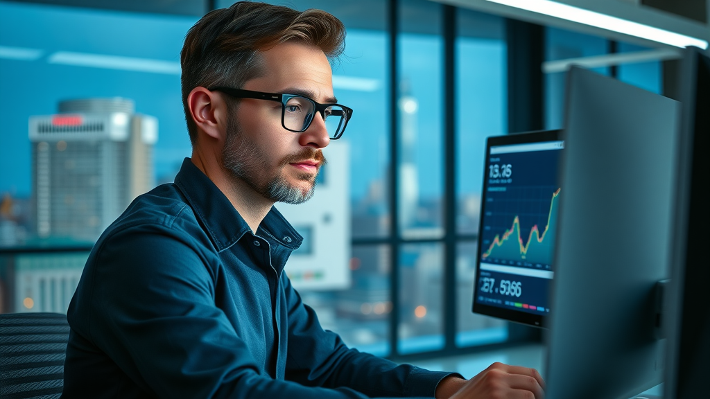 Focused marketing specialist monitoring google ads campaigns for NJ home improvement leads at a digital marketing agency.