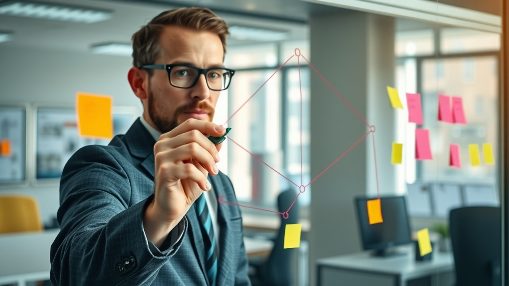 mental health professional planning content strategy on a glass board, digital marketing for mental health practice, content marketing client journey mapping