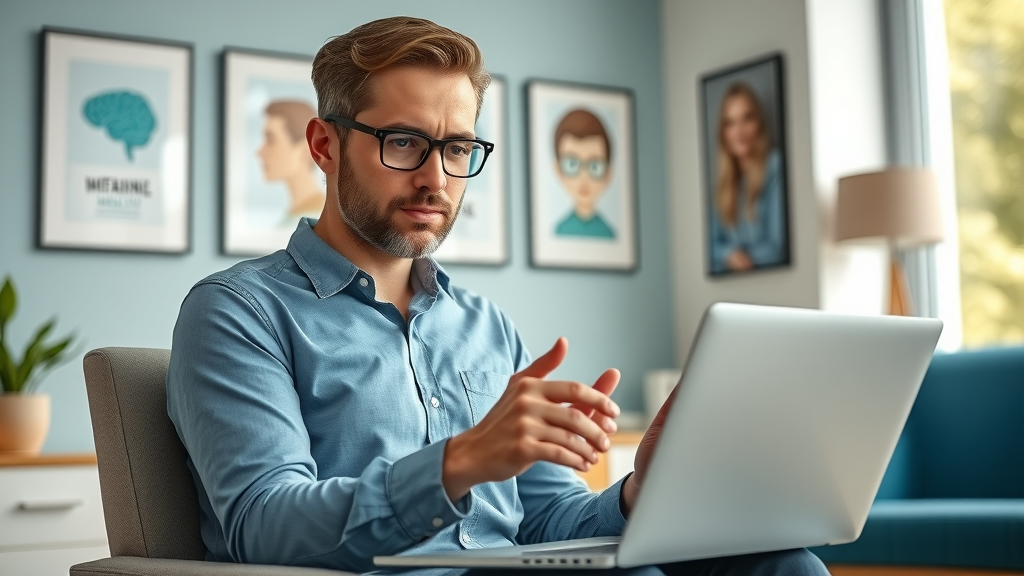 digital marketing for therapists: therapist reviewing marketing analytics in modern office