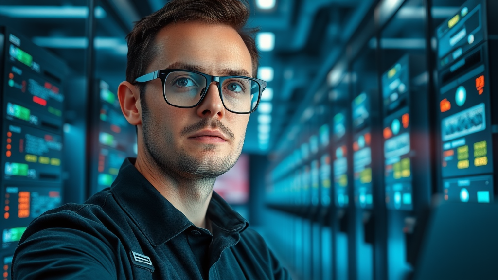 technical seo for therapy practices, server room, it professional monitoring analytics, graphs data lights