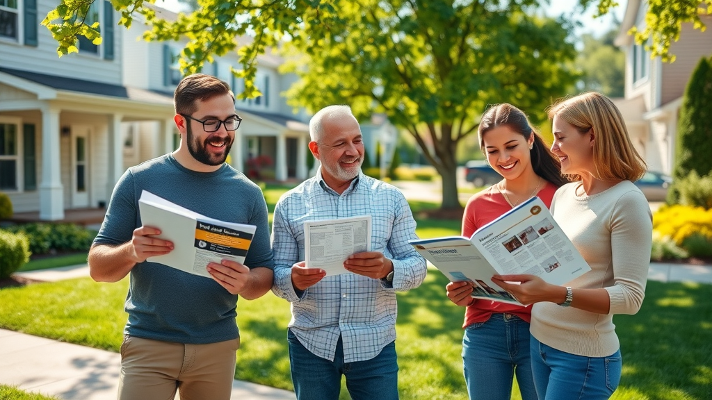 vibrant New Jersey suburban neighborhood homeowners discussing improvement contractors new jersey home improvement leads