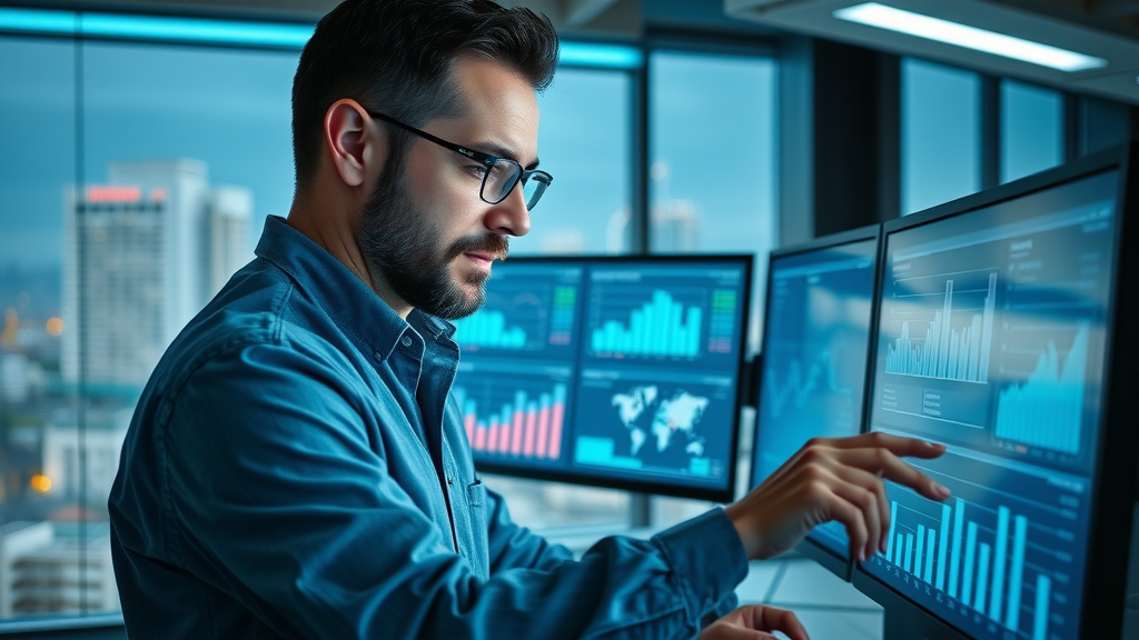 contractor analyzing local lead generation data on screens