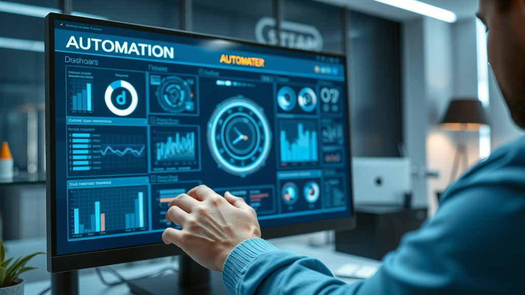 Automation for therapists 2025: sleek automation dashboard with therapist navigating digital interface