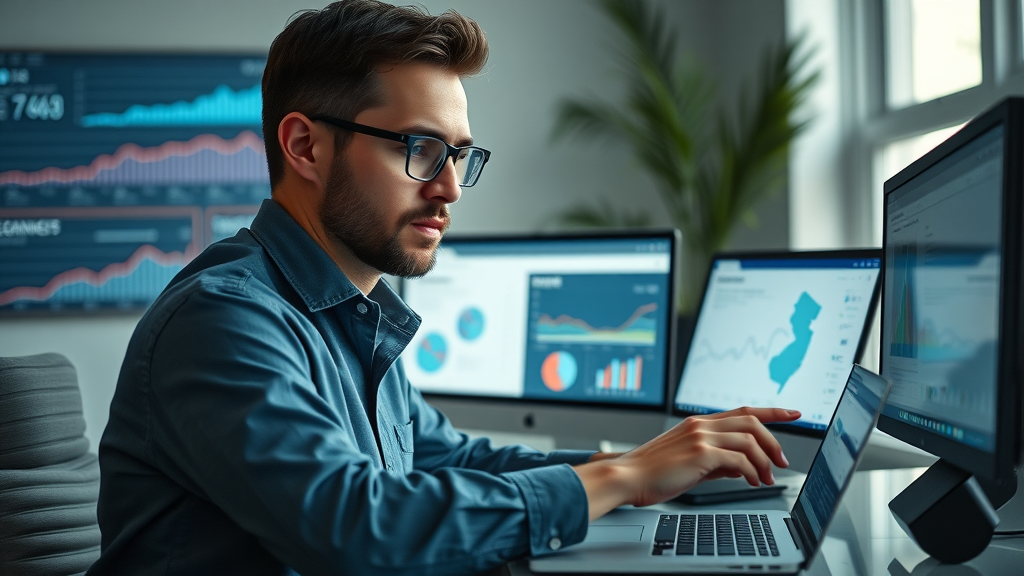 Digital marketer analyzing campaign metrics for best home services marketing strategy NJ in 2025