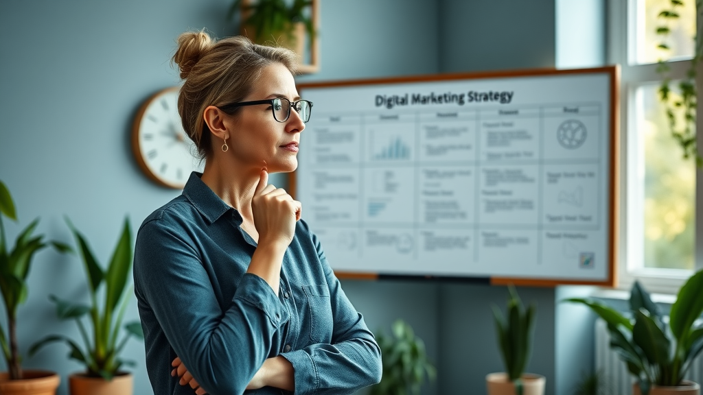 marketing for therapists - confident therapist planning digital marketing strategy in private office