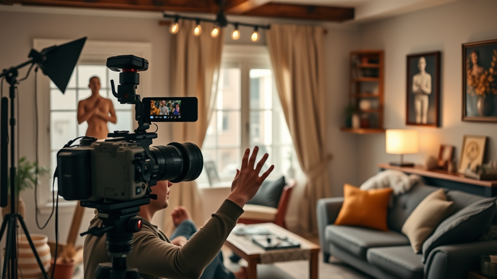 Content creator filming home improvement tutorial, part of best home services marketing strategy NJ in 2025