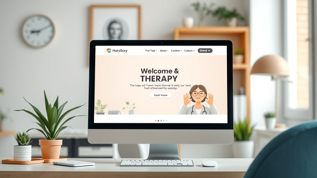 online presence for therapy practice - modern therapy website homepage on a computer screen
