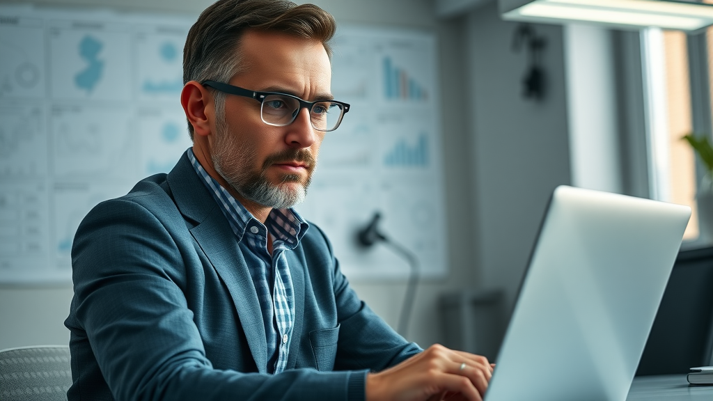 NJ HVAC and plumbing business owner reviewing lead generation system sales pipeline dashboard