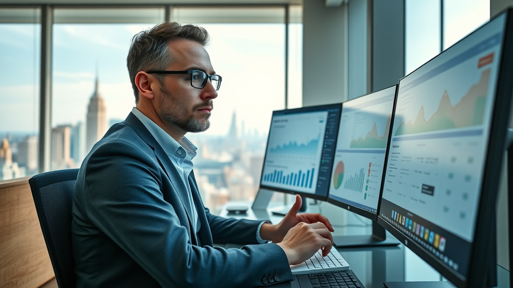 Home service business leads NJ: business owners reviewing digital lead gen results in office with NJ cityscape